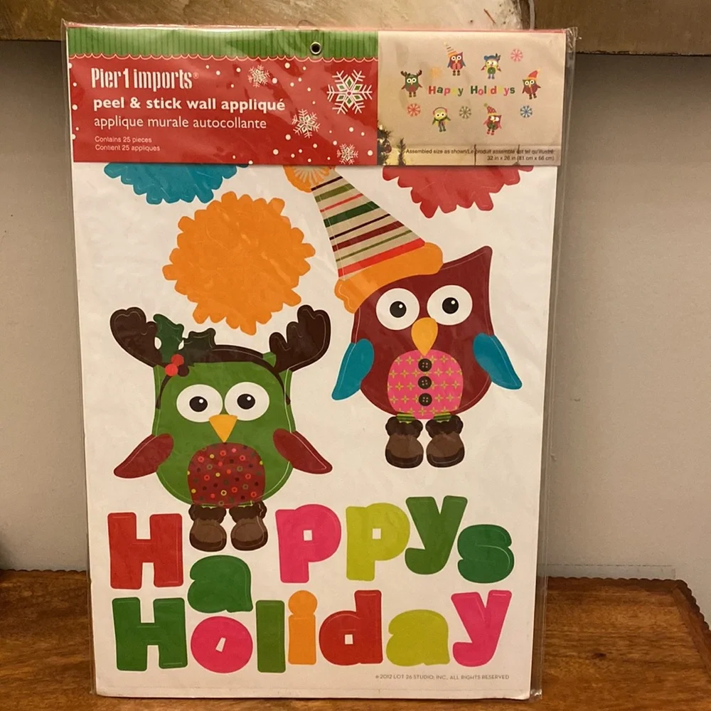 NWT Pier 1 Peel and Stick Holiday Owls Decor 25 Pcs SKU 2637265